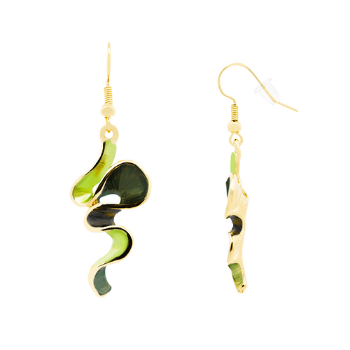 Enamelled Snake Drop Earrings 5.2x1.7cm