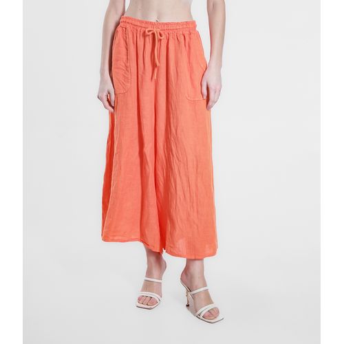 Pantaloni Donna Primavera/Estate Made in Italia Quotidiano Colore Unico Standard Lino