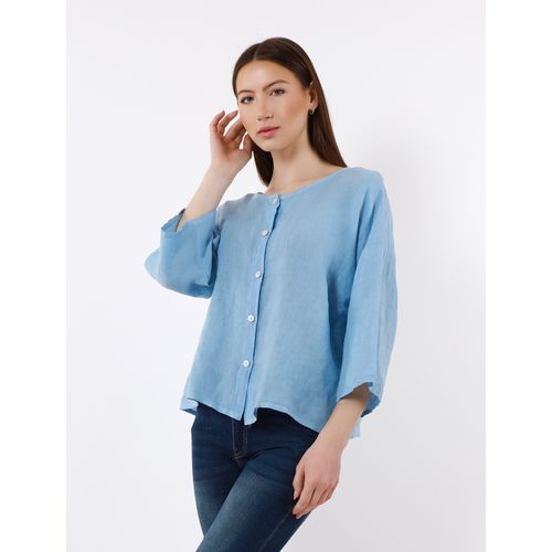 Camicetta Camicia Donna Primavera/Estate Made in Italia Quotidiano Colore Unico Standard Lino