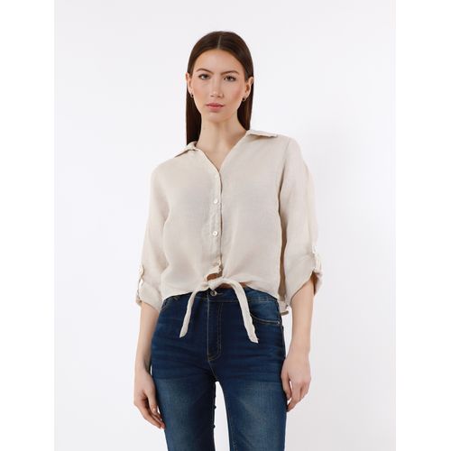 Camicetta Camicia Donna Primavera/Estate Made in Italia Quotidiano Colore Unico Standard Lino