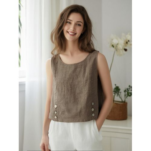 Dress Gender Dress Woman Summer Made in Italia Leisure One Color Standard Linen