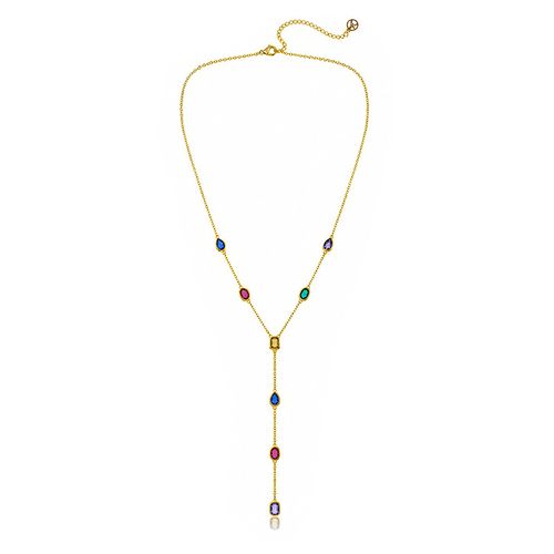 Colorful Multi-Cut Zirconia Y-Shaped Chain Necklace