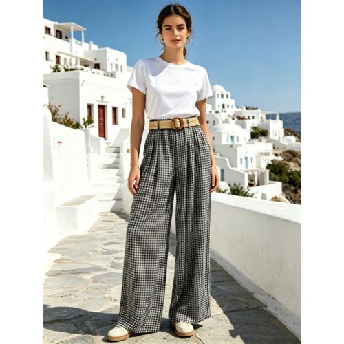Pantaloni(D) Genere Pantaloni Donna Estate Made in Italia Quotidiano Vari Colori Standard Scozzese elastico