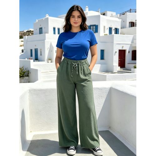 Pantaloni(D) Genere Pantaloni Donna Estate Made in Italia Quotidiano Vari Colori Curvy(taglie forti) Monocromo elastico