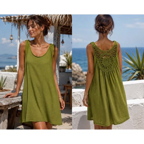 Vestito leggero, il retro è arricchito da un elegante dettaglio in pizzo crochet traforato