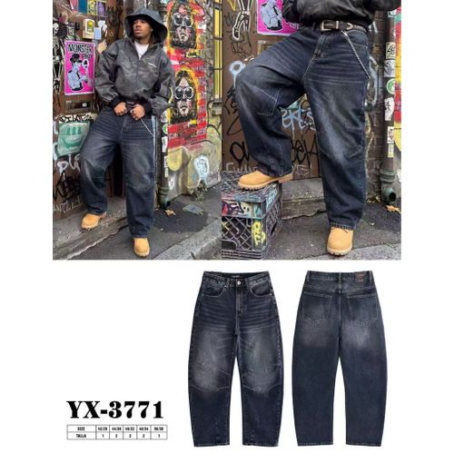 Jeans(U) Uomo Jeans Baggy Uomo Autunno/Inverno Made in Cina Quotidiano Colore Unico Standard