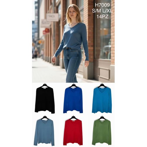 Kinitwear&Sweatshirt(W) Gender Pullover Pullover Woman Fall/Winter Made in Cina Daily Various Colors Standard Monochrome