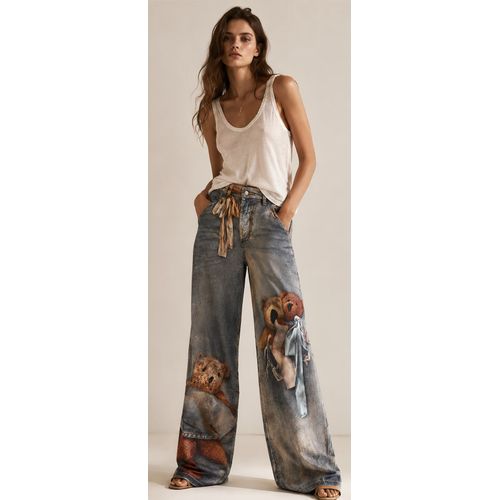 Jeans Baggy Woman Fall/Winter Made in Cina Leisure One Color Standard Printed