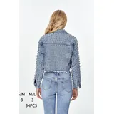 Giacche(D) Genere Giacca di Jeans Donna Quattro stagioni Made in Cina Quotidiano Colore Unico Standard — foto 3