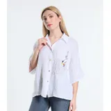 Camicetta Camicia Donna Primavera/Estate Made in Italia Quotidiano Colore Unico Standard — foto 5