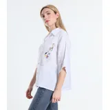 Camicetta Camicia Donna Primavera/Estate Made in Italia Quotidiano Colore Unico Standard — foto 3
