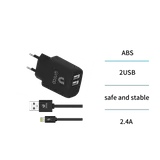 Caricatore da casa dual U con cavo IP 2.4A(HC1743,nero,2USB) — foto 3