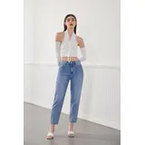 Jeans Larghi Donna Primavera Made in Cina Tempo libero Colore Unico Oversize — foto 5