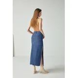 Gonne Genere Gonna lunga Donna Autunno/Inverno Made in Cina Quotidiano Colore Unico Petite Jeans — foto 4