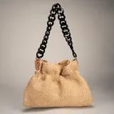 Borsa Spalla Donna Estate Made in Italia Tempo libero Colore Unico Bottoni — foto 3