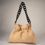 Borsa Spalla Donna Estate Made in Italia Tempo libero Colore Unico Bottoni — foto 5