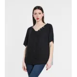 Camicetta Camicia Donna Primavera/Estate Made in Italia Quotidiano Colore Unico Standard — foto 5