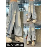 Jeans Larghi Donna Quattro stagioni Made in Cina Quotidiano Colore Unico Standard — foto 1