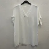 Curvy nome Genere T-shirt Donna Estate Made in Italia Quotidiano Colore Unico Oversize — foto 3