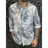 Camicia Uomo Primavera/Estate Made in Italia Quotidiano Colore Unico Standard Bottoni — foto 1