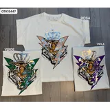 T-Shirt Donna Estate Made in Italia Quotidiano Vari Colori Oversize Stampata — foto 1