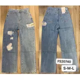 Jeans Larghi Donna Primavera/Estate Made in Cina Quotidiano Colore Unico Standard Traforato — foto 1