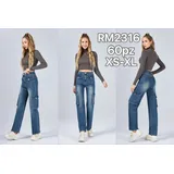 Jeans Larghi Donna Quattro stagioni Made in Cina Quotidiano Colore Unico Standard — foto 1