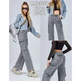 Jeans Larghi Donna Quattro stagioni Made in Cina Quotidiano Colore Unico Standard — foto 3