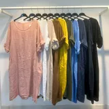 Vestiti Donna Estate Made in Italia Quotidiano Vari Colori Oversize Monocromo Lino — foto 1