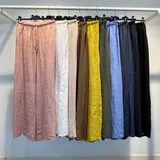 Pantaloni Chino Donna Estate Made in Italia Quotidiano Vari Colori Oversize Monocromo Senza Chiusura — foto 1