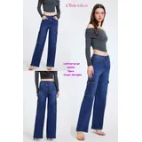 Jeans Larghi Donna Quattro stagioni Made in Cina Quotidiano Colore Unico Standard Monocromo — foto 1