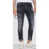 Jeans Slim Fit Uomo Autunno/Inverno Made in Cina Quotidiano Colore Unico Standard — foto 1