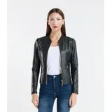 Giacca di Pelle Giacca Donna Autunno/Inverno Made in Italia Quotidiano Colore Unico Standard — foto 1