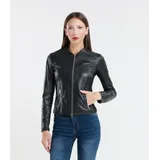 Giacca di Pelle Giacca Donna Autunno/Inverno Made in Italia Quotidiano Colore Unico Standard — foto 3