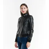 Giacca di Pelle Giacca Donna Quattro stagioni Made in Italia Quotidiano Colore Unico Standard — foto 3