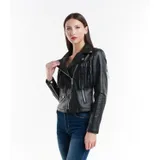 Giacca di Pelle Giacca Donna Quattro stagioni Made in Italia Quotidiano Colore Unico Standard — foto 3