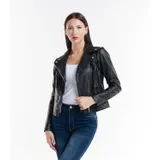 Giacca di Pelle Giacca Donna Quattro stagioni Made in Italia Quotidiano Colore Unico Standard — foto 5