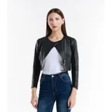Giacca di Pelle Giacca Donna Quattro stagioni Made in Italia Quotidiano Colore Unico Standard — foto 5