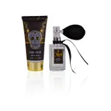 rigenerante Natale  Set regalo SKULL CHIC, contenente 60 ml di crema per mani e  unghie, 6 g di polvere per il corpo in una bottiglia di vetro con atomizzatore, profumo: muschio bianco. — foto 3