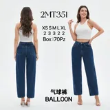 Jeans Larghi Donna Quattro stagioni Made in Cina Quotidiano Colore Unico Standard — foto 1