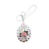 Collana Mini Specchio Trucco Portatile Ovale con Strass Bifacciale Catena di Perle Alla Moda Quotidiano San Valentino Compleanno Natale — foto 3