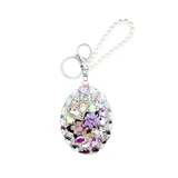 Collana Mini Specchio Trucco Portatile Ovale con Strass Bifacciale Catena di Perle Alla Moda Quotidiano San Valentino Compleanno Natale — foto 1