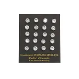 Set di 20 Orecchini a Bottone con Zirconia 8mm — foto 1