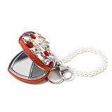 Mini Specchio Trucco Portachiavi Cuore con Strass, 7.5x7x2.8 cm, Quotidiano Tempo libero Da Viaggio Vari Colori — foto 1