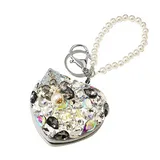 Mini Specchio Trucco Portachiavi Cuore con Strass, 7.5x7x2.8 cm, Quotidiano Tempo libero Da Viaggio Vari Colori — foto 5