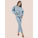 Giacca di Jeans Giacca Donna Quattro stagioni Made in Italia Tempo libero Colore Unico Standard — foto 3