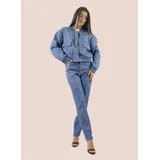 Giacca di Jeans Giacca Donna Quattro stagioni Made in Italia Tempo libero Colore Unico Standard — foto 2