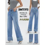 Jeans Larghi Donna Quattro stagioni Made in Cina Quotidiano Colore Unico Standard — foto 1