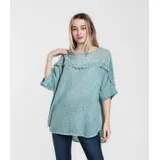 Camicetta Camicia Casual Donna Primavera/Estate Made in Italia Quotidiano Colore Unico Standard — foto 5
