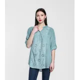 Camicetta Camicia Casual Donna Primavera/Estate Made in Italia Quotidiano Colore Unico Standard — foto 5